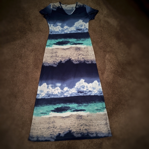 Oceanic Horizon Graphic Vintage Maxi Dress - Picture 1 of 4
